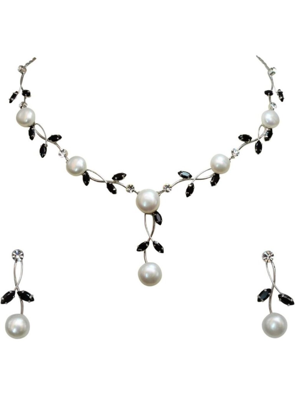 Elegant Freshwater Pearl Floral Necklace & Earrings Set - Perfect Gift for Her